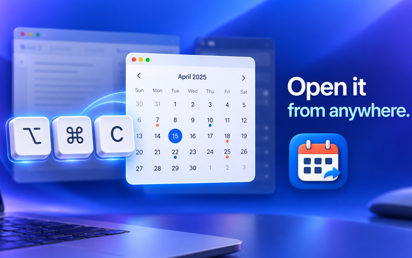 Open your calendar from anywhere with a keyboard shortcut